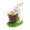 Spring Bunny Figurine With Floral Basket Easter Tabletop Accent 3 Inches Tall